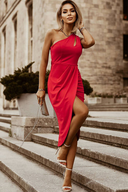 Ruched Cutout Single Shoulder Dress - Siennasass