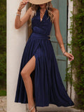 Slit Halter Neck Dress - Siennasass