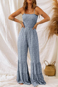 Smocked Printed Wide Strap Jumpsuit - Siennasass