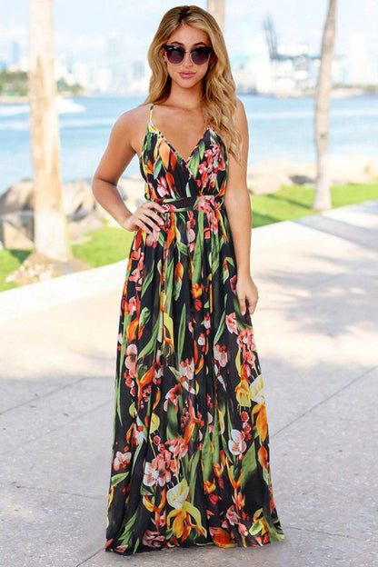 Crisscross Printed Surplice Cami Dress - Siennasass