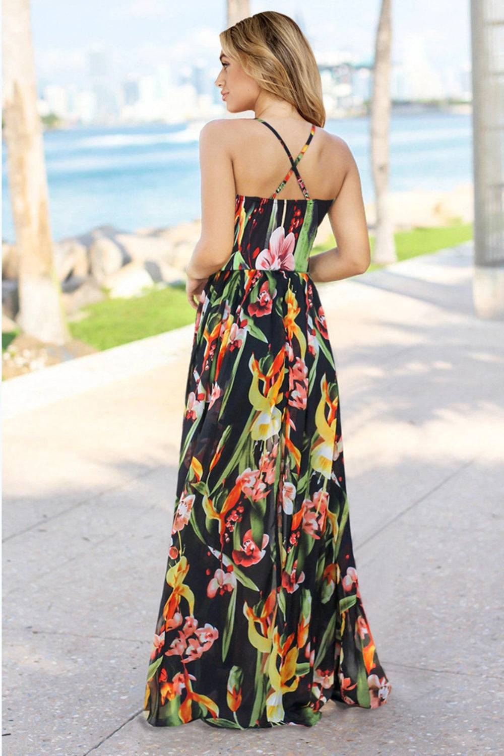 Crisscross Printed Surplice Cami Dress - Siennasass