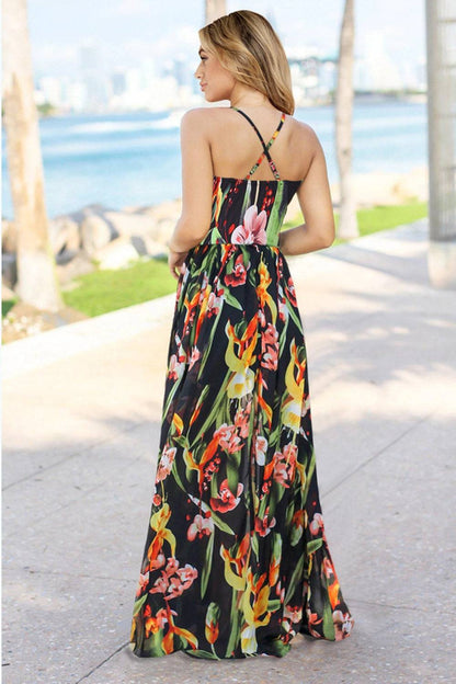 Crisscross Printed Surplice Cami Dress - Siennasass