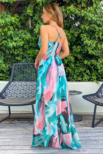 Crisscross Printed Surplice Cami Dress - Siennasass