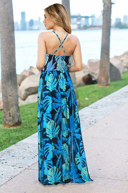 Crisscross Printed Surplice Cami Dress - Siennasass