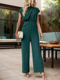 Cutout Cap Sleeve Wide Leg Jumpsuit - Siennasass