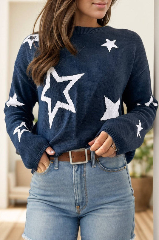 Langarmpullover mit Rundhalsausschnitt und Stern