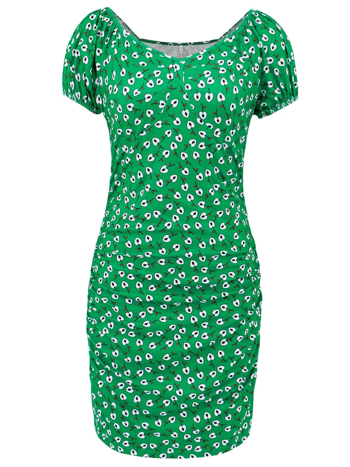 Printed V-Neck Short Sleeve Mini Dress - Siennasass