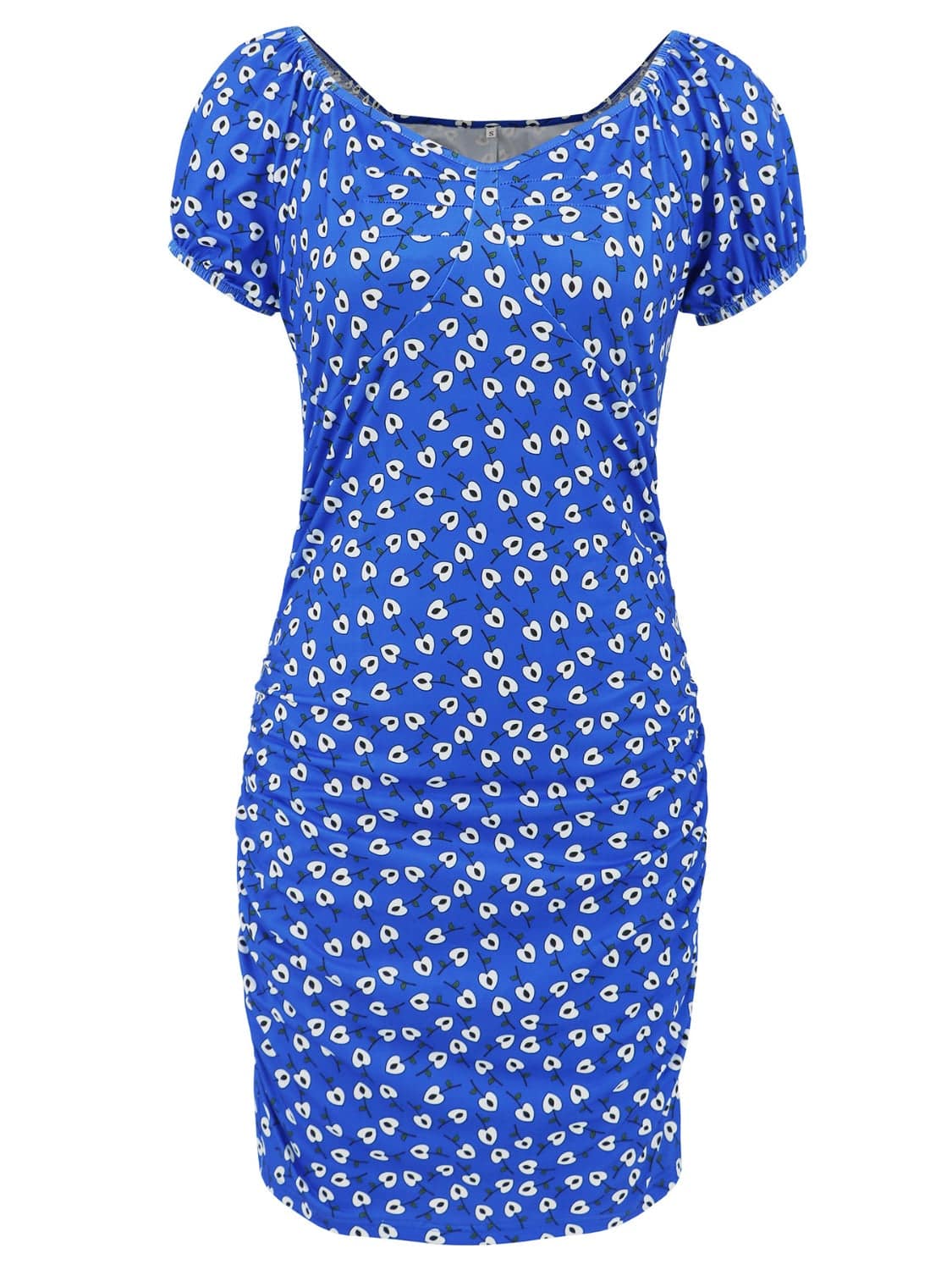 Printed V-Neck Short Sleeve Mini Dress - Siennasass