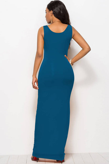 Maxikleid mit U-Ausschnitt und breiten Trägern
