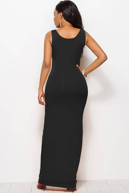 Maxikleid mit U-Ausschnitt und breiten Trägern