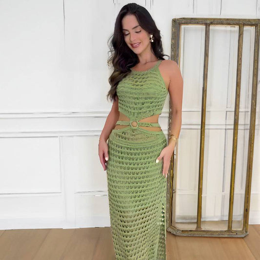 Kleid mit unregelmäßiger, ausgehöhlter, einfarbiger Optik
