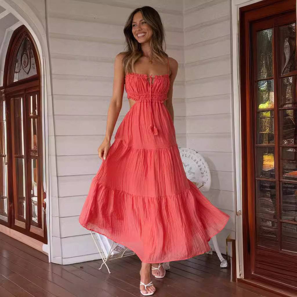 Weibliches hohles rückenfreies Näh-Big-Swing-Kleid