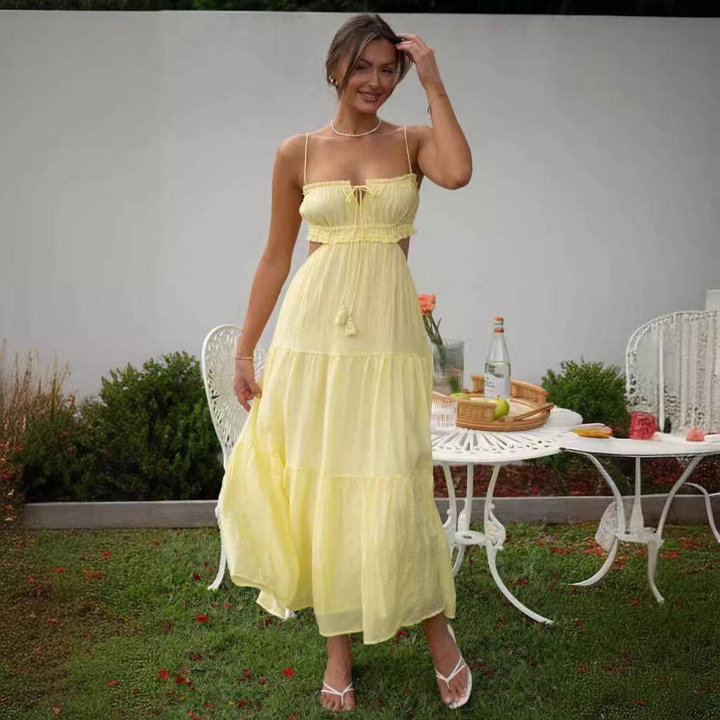Weibliches hohles rückenfreies Näh-Big-Swing-Kleid