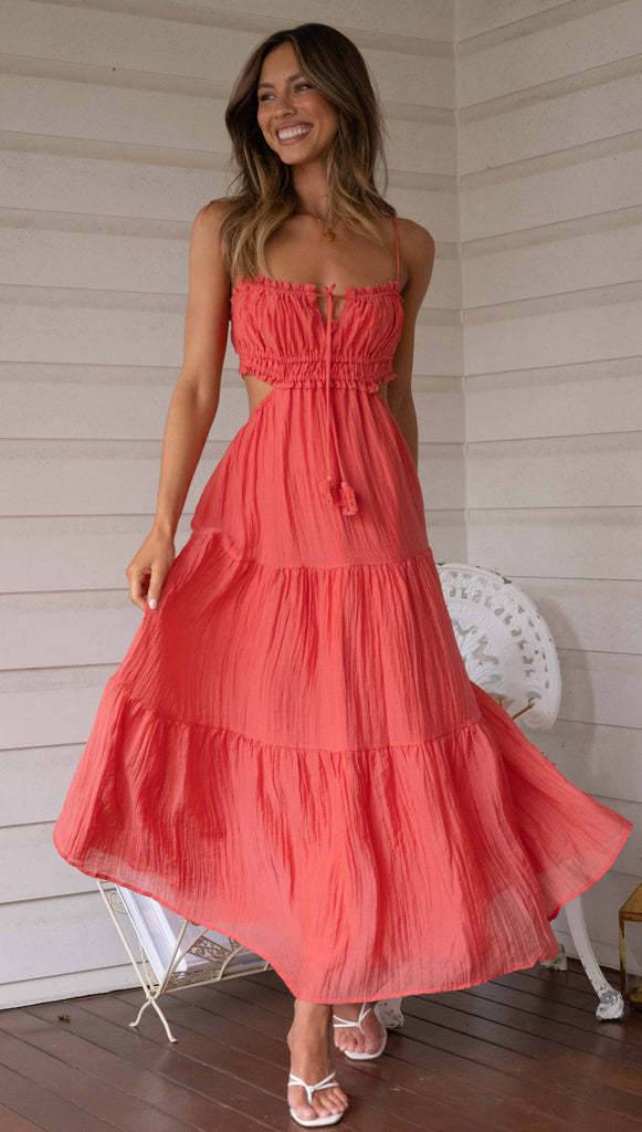 Weibliches hohles rückenfreies Näh-Big-Swing-Kleid
