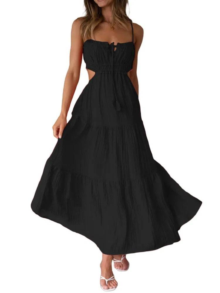 Weibliches hohles rückenfreies Näh-Big-Swing-Kleid