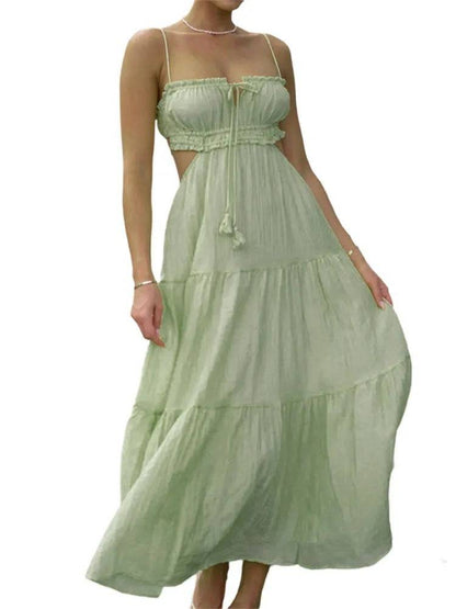Weibliches hohles rückenfreies Näh-Big-Swing-Kleid