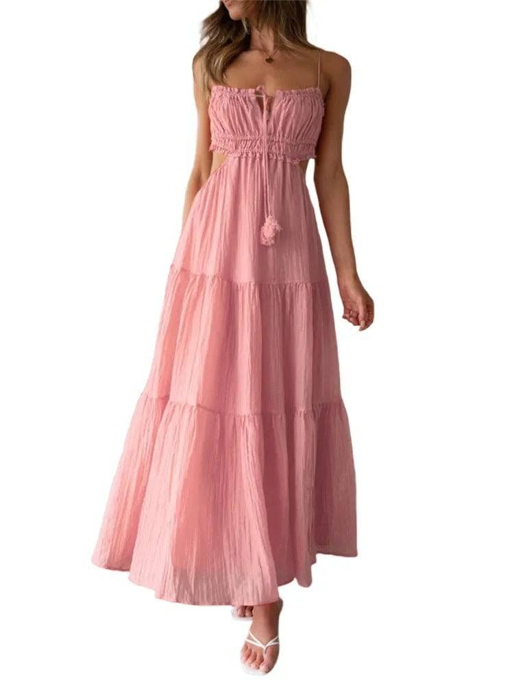 Weibliches hohles rückenfreies Näh-Big-Swing-Kleid