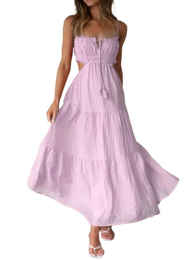 Weibliches hohles rückenfreies Näh-Big-Swing-Kleid