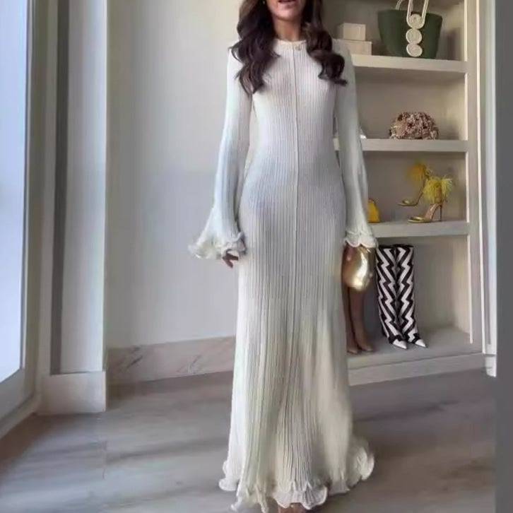 Round Neck Long Sleeve  Dress