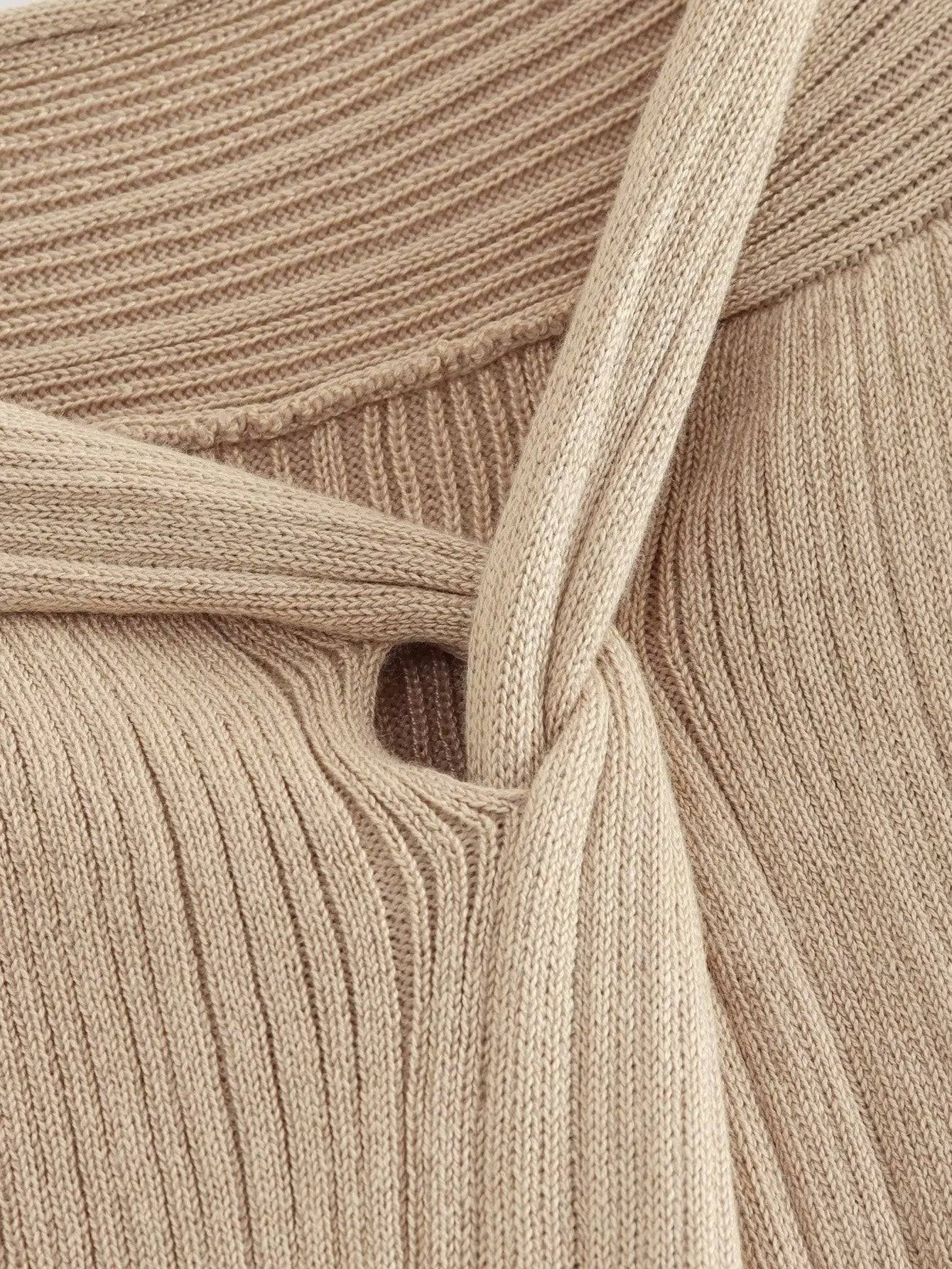 Knitted Coat Mid-length Dress Set