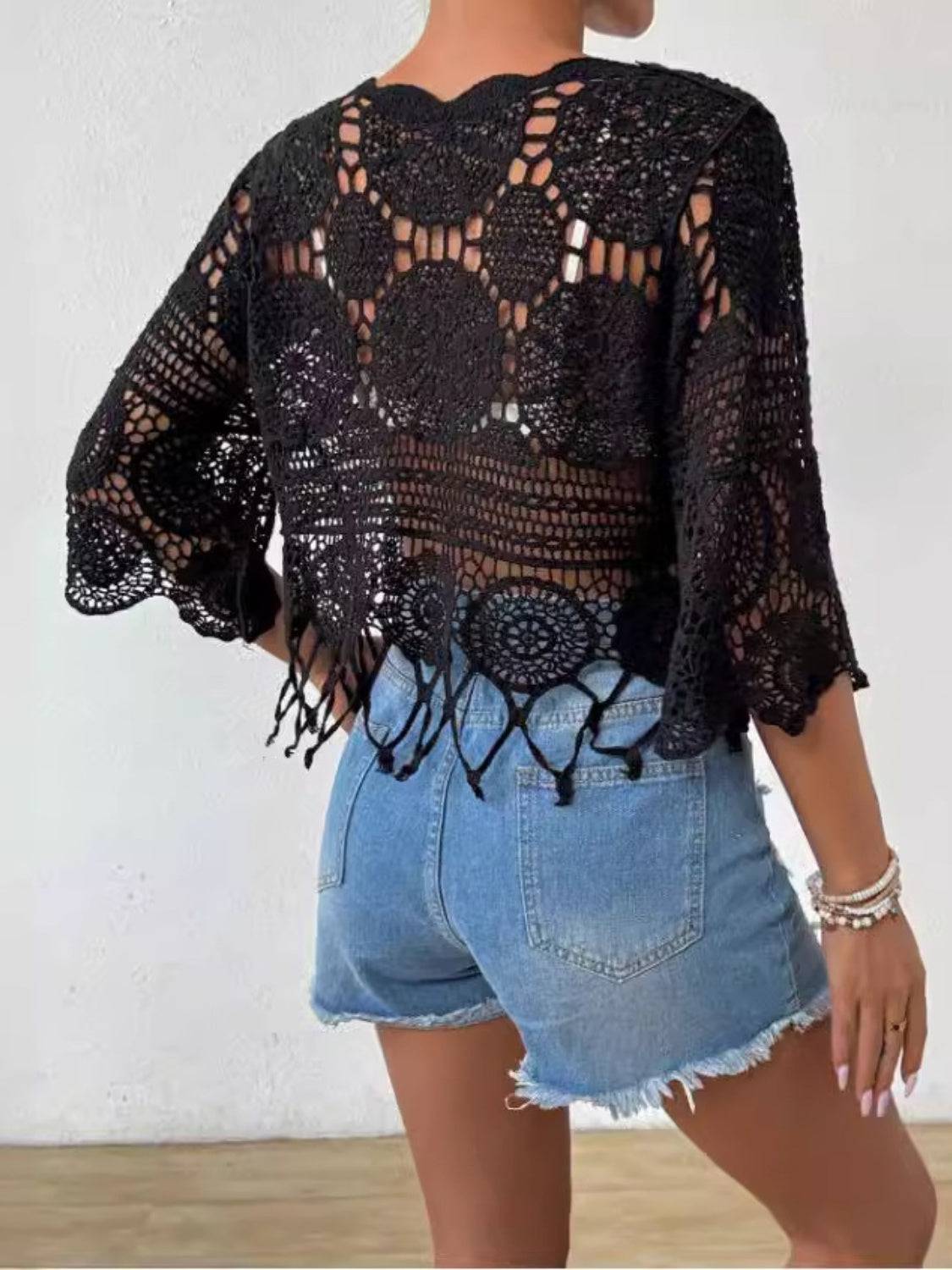 Openwork Round Neck Cover-Up - Siennasass