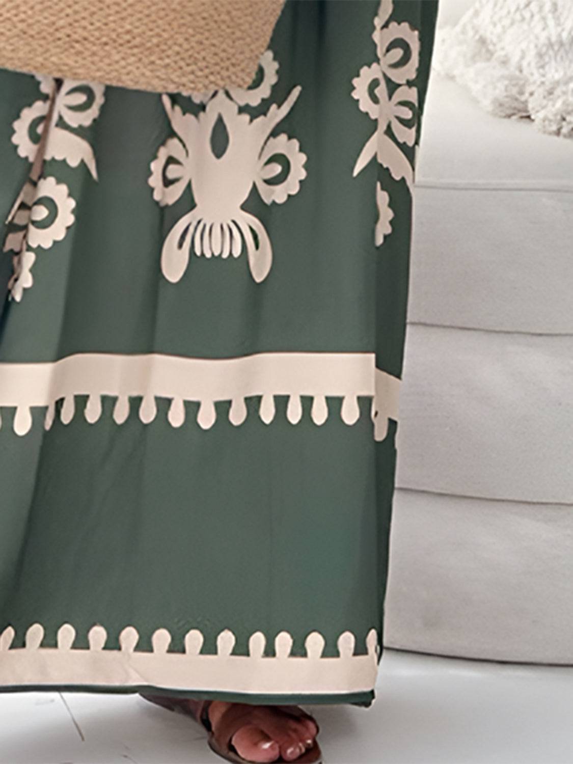 Printed Spaghetti Strap Sleeveless Maxi Dress - Siennasass