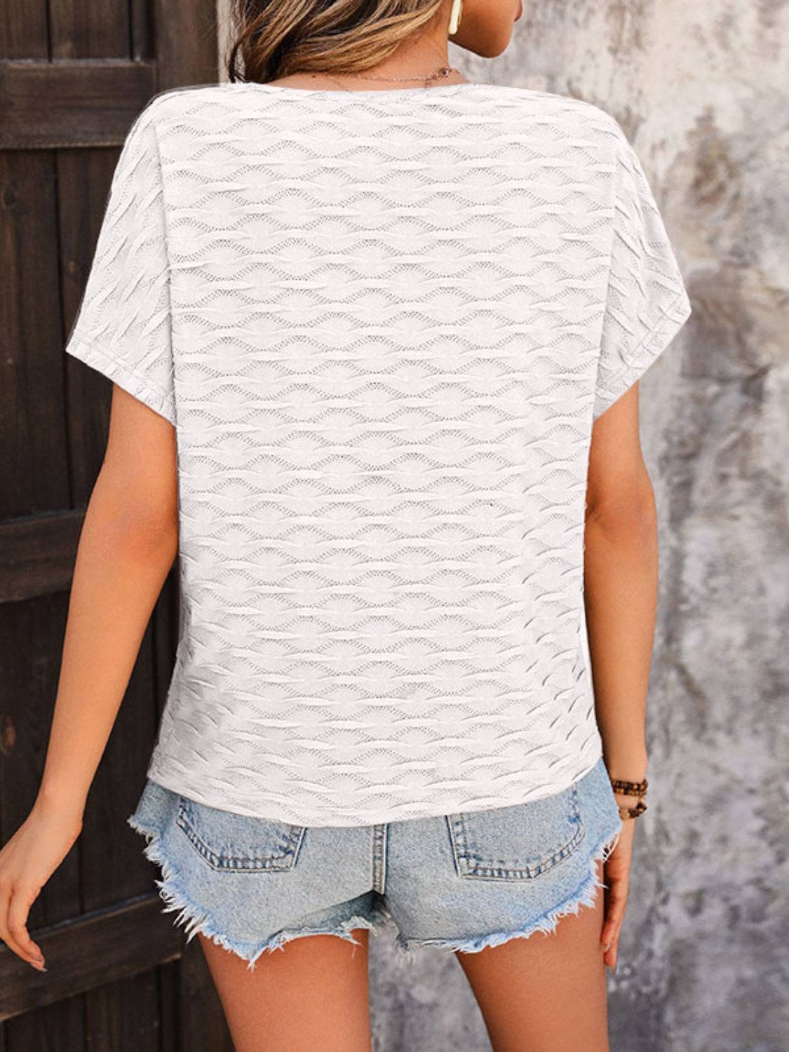 Round Neck Short Sleeve Blouse - Siennasass