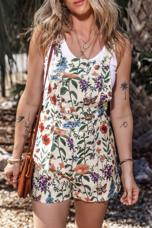 Printed Square Neck Wide Strap Romper - Siennasass