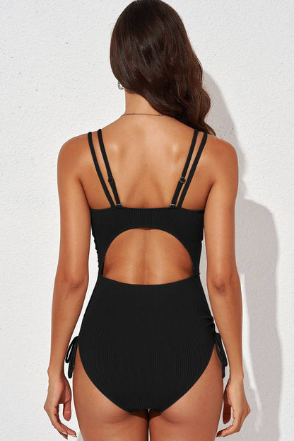 Tied Cutout Plunge One-Piece Swimsuit - Siennasass