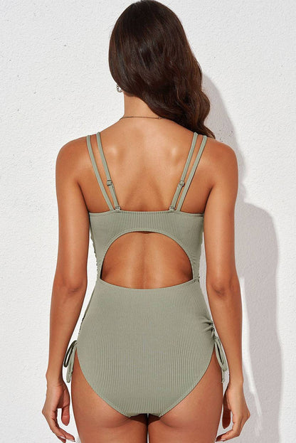 Tied Cutout Plunge One-Piece Swimsuit - Siennasass