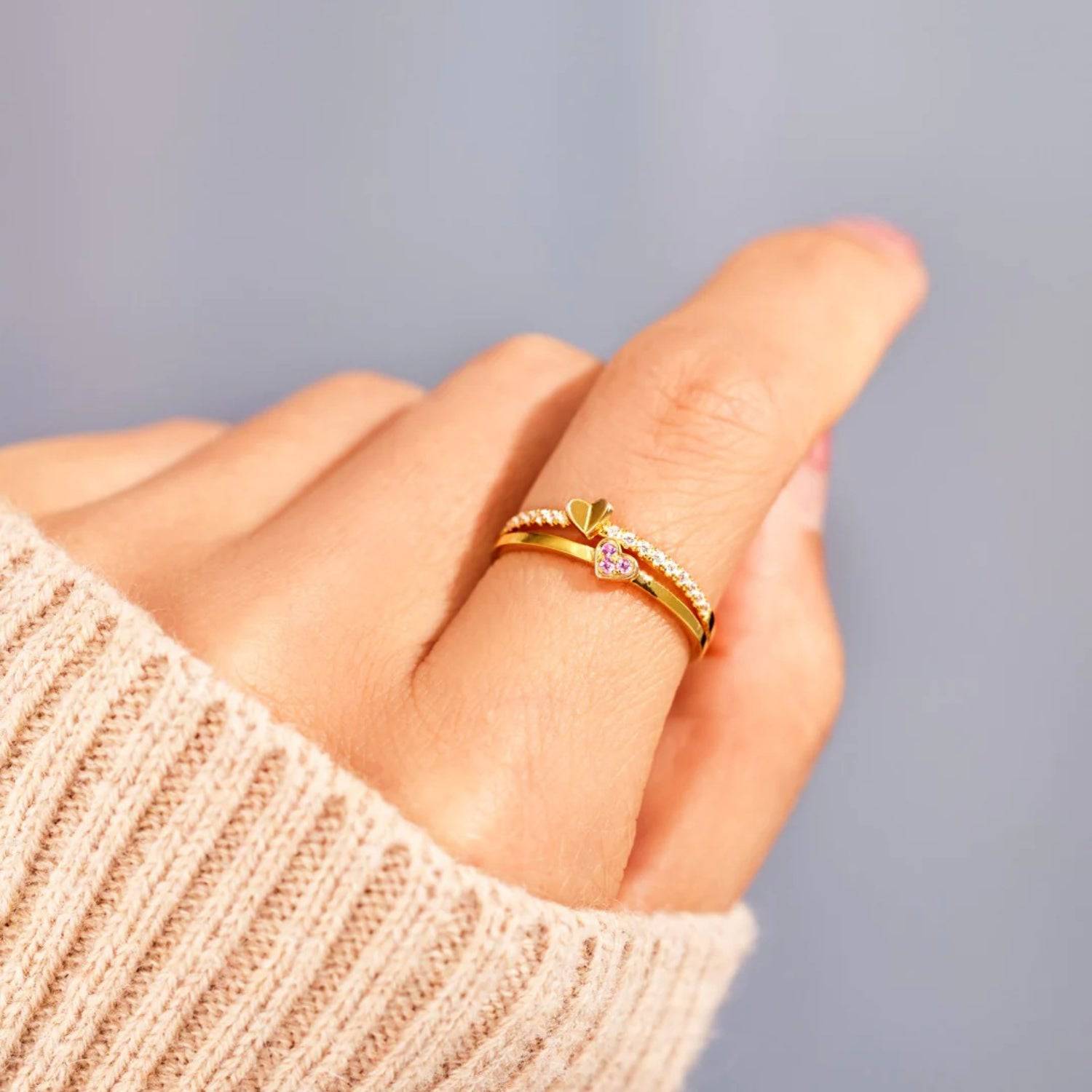 18K Gold-Plated 925 Sterling Silver Double-Layered Ring - Siennasass