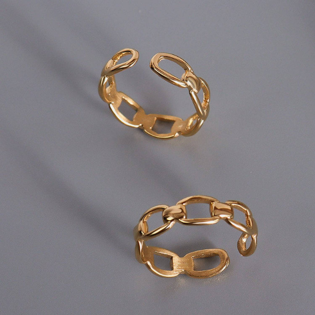 Titanium Steel Gold-Plated Adjustable Ring - Siennasass