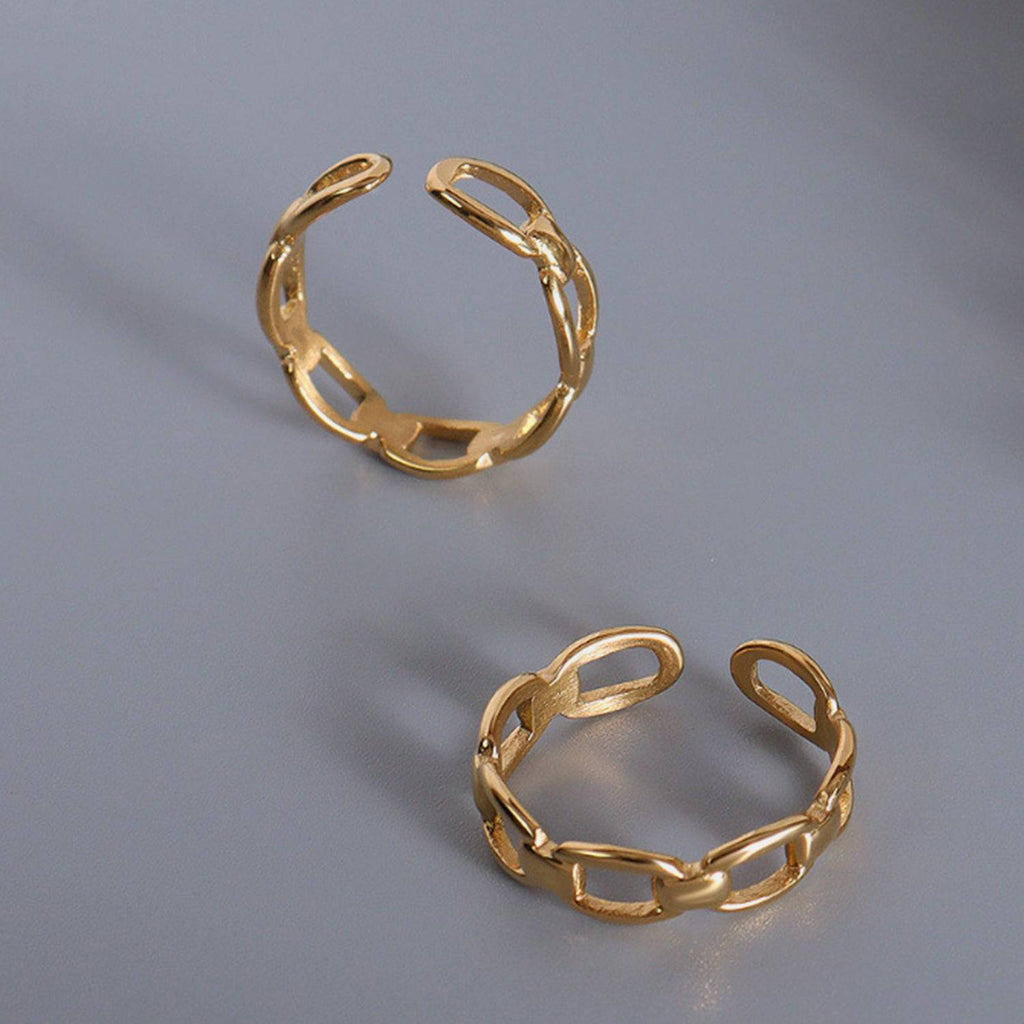 Titanium Steel Gold-Plated Adjustable Ring - Siennasass
