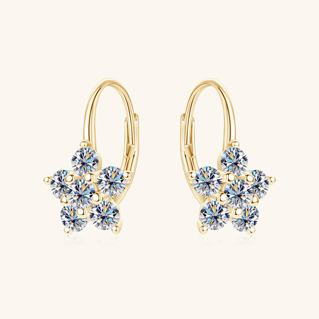 1.2 Carat 925 Sterling Silver Moissanite Flower Huggie Earrings - Siennasass