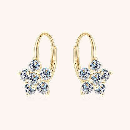 1.2 Carat 925 Sterling Silver Moissanite Flower Huggie Earrings - Siennasass