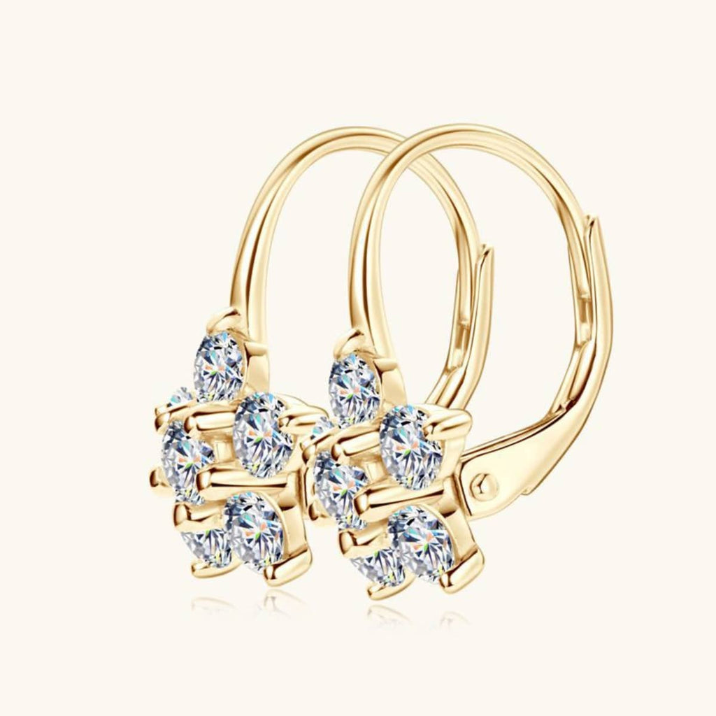 1.2 Carat 925 Sterling Silver Moissanite Flower Huggie Earrings - Siennasass