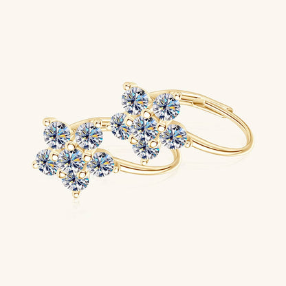 1.2 Carat 925 Sterling Silver Moissanite Flower Huggie Earrings - Siennasass