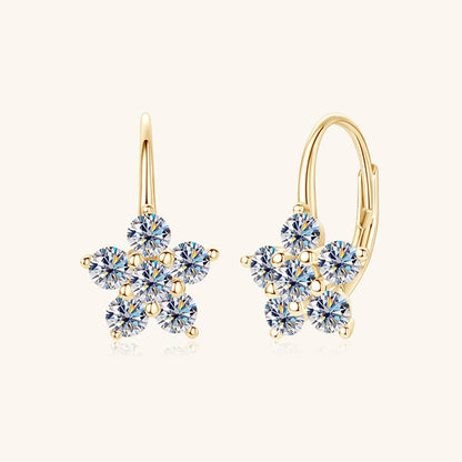 1.2 Carat 925 Sterling Silver Moissanite Flower Huggie Earrings - Siennasass