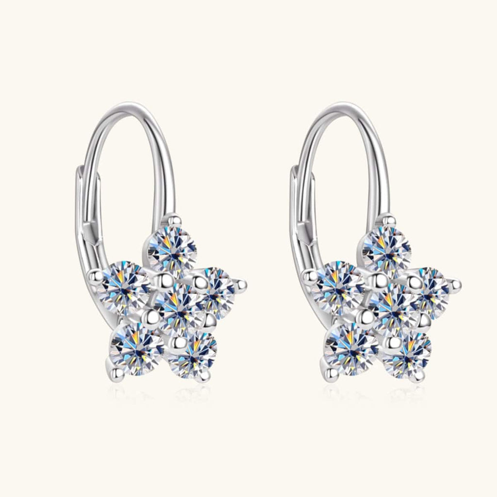 1.2 Carat 925 Sterling Silver Moissanite Flower Huggie Earrings - Siennasass
