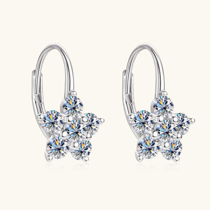1.2 Carat 925 Sterling Silver Moissanite Flower Huggie Earrings - Siennasass