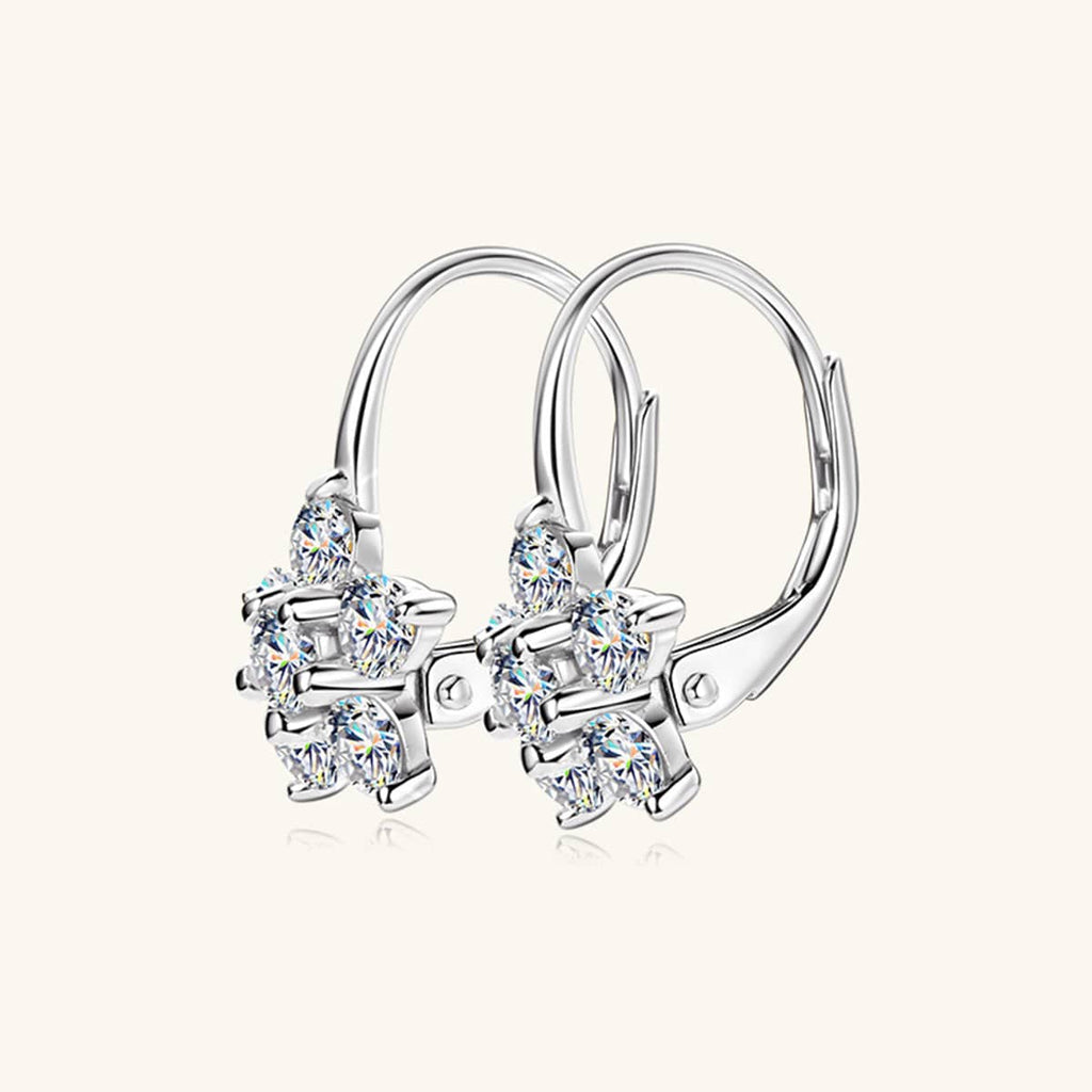 1.2 Carat 925 Sterling Silver Moissanite Flower Huggie Earrings - Siennasass
