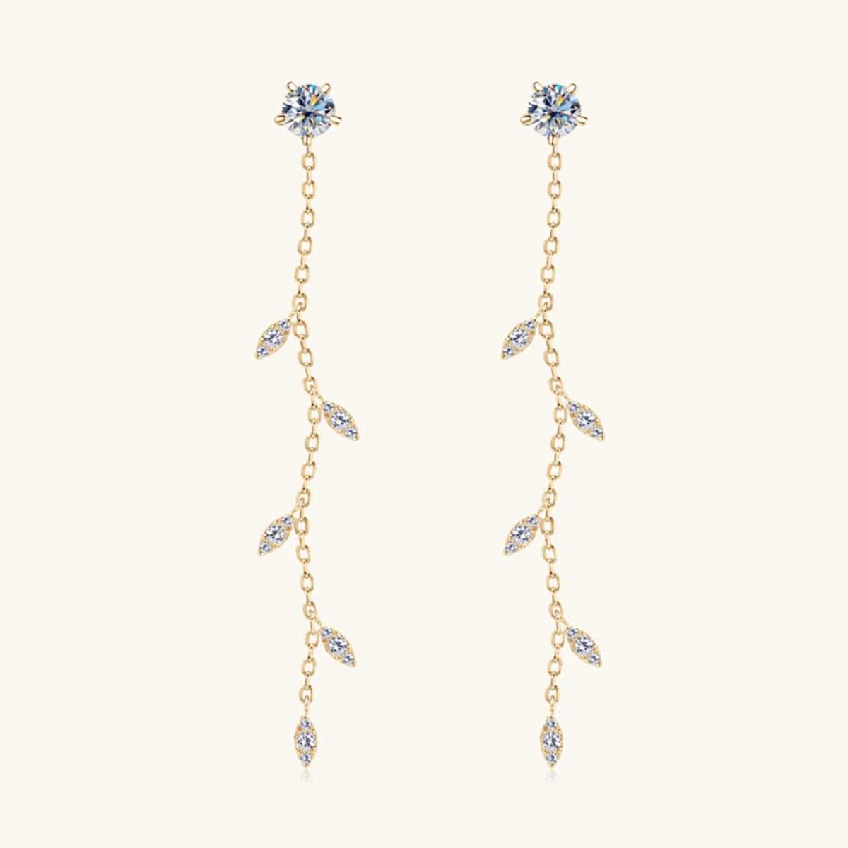 1.38 Carat Moissanite 925 Sterling Silver Leaf Earrings - Siennasass
