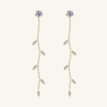 1.38 Carat Moissanite 925 Sterling Silver Leaf Earrings - Siennasass
