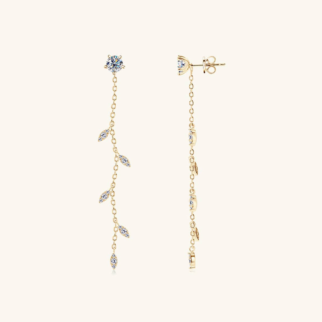 1.38 Carat Moissanite 925 Sterling Silver Leaf Earrings - Siennasass