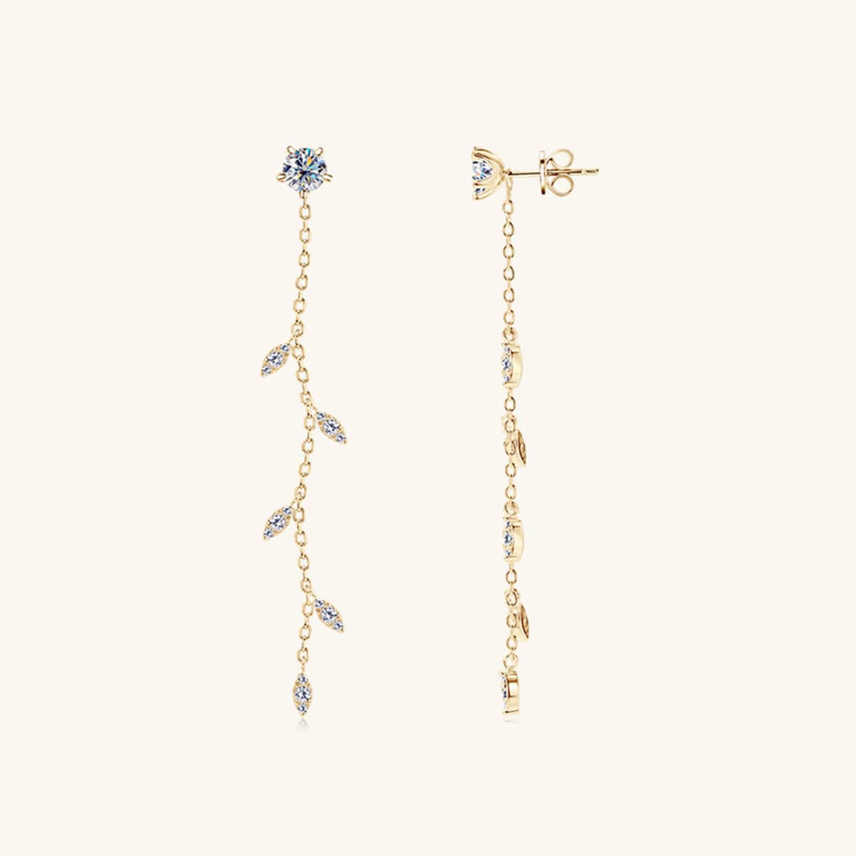 1.38 Carat Moissanite 925 Sterling Silver Leaf Earrings - Siennasass