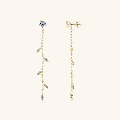 1.38 Carat Moissanite 925 Sterling Silver Leaf Earrings - Siennasass