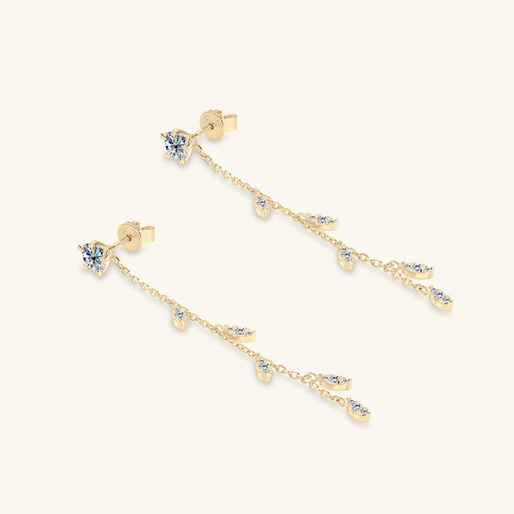 1.38 Carat Moissanite 925 Sterling Silver Leaf Earrings - Siennasass