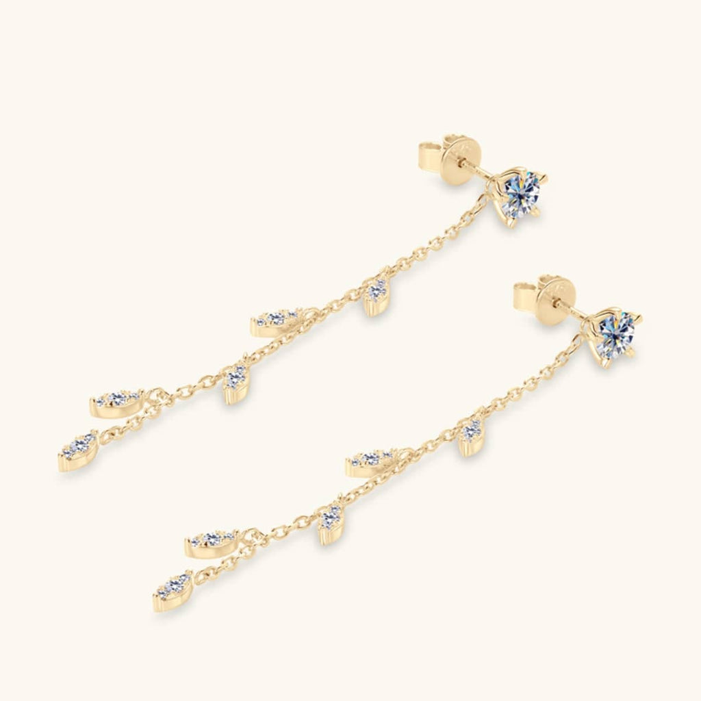 1.38 Carat Moissanite 925 Sterling Silver Leaf Earrings - Siennasass