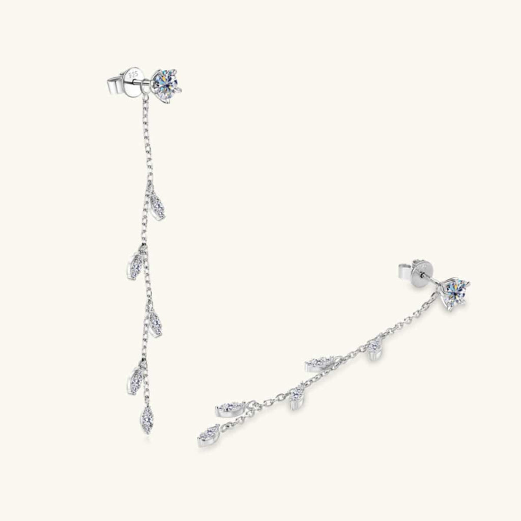 1.38 Carat Moissanite 925 Sterling Silver Leaf Earrings - Siennasass