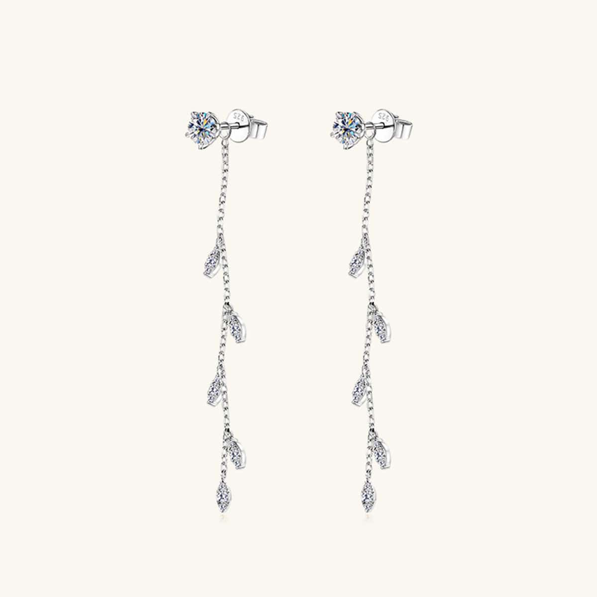 1.38 Carat Moissanite 925 Sterling Silver Leaf Earrings - Siennasass